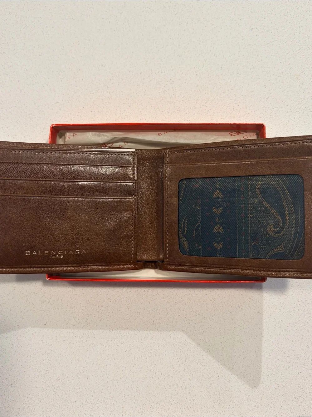 Balenciaga Brown Pebbled Leather Card & Key Holder